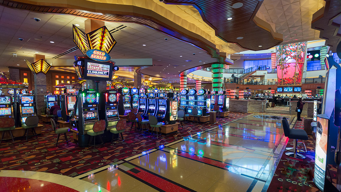 Pechanga Resort Casino gaming floor with slot machines and patterned carpet
