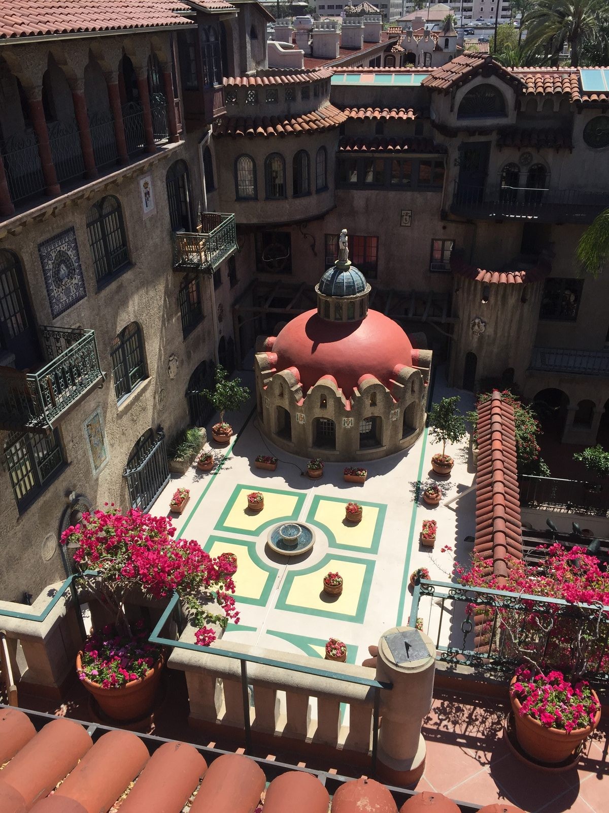 The central plaza of the Mission Inn in Riverside, California
