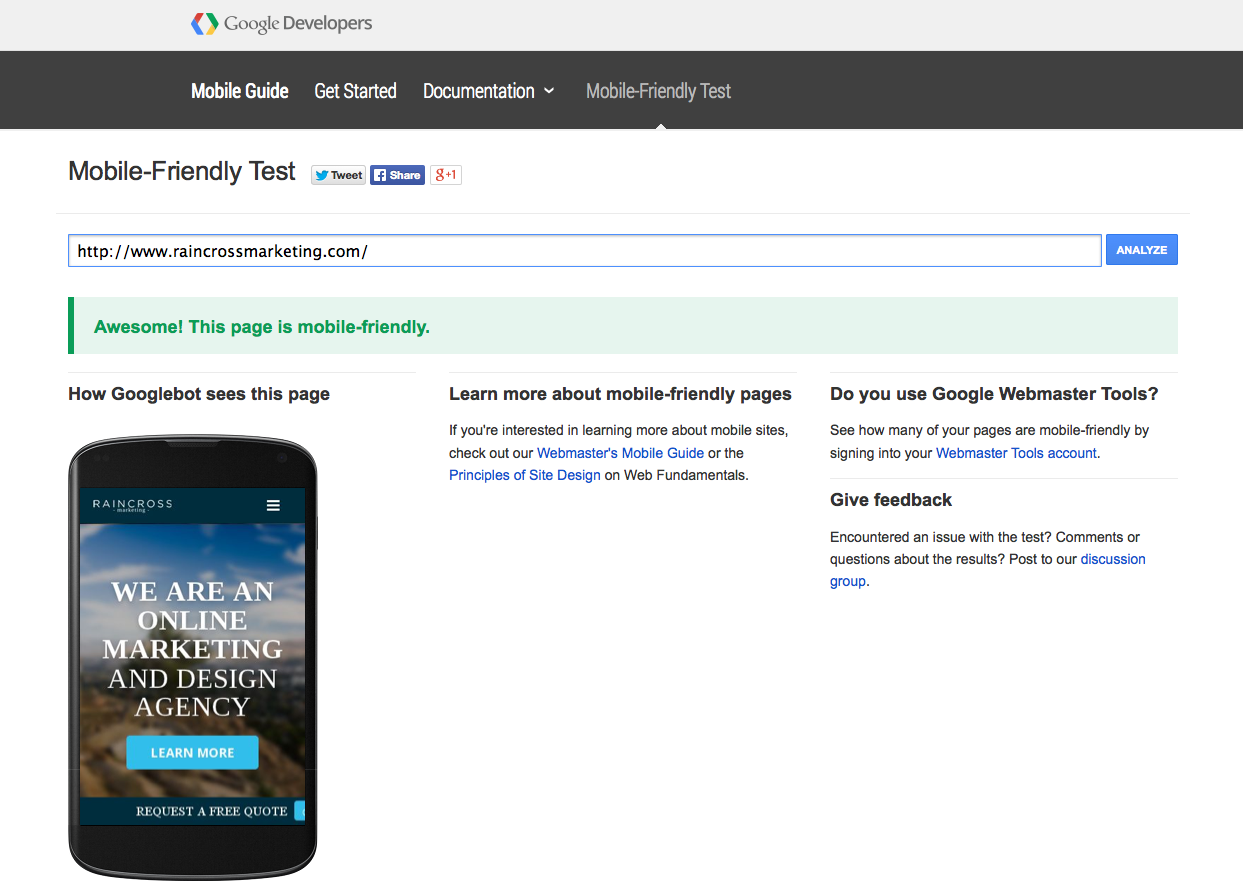 Google Mobile Friendly Website Design